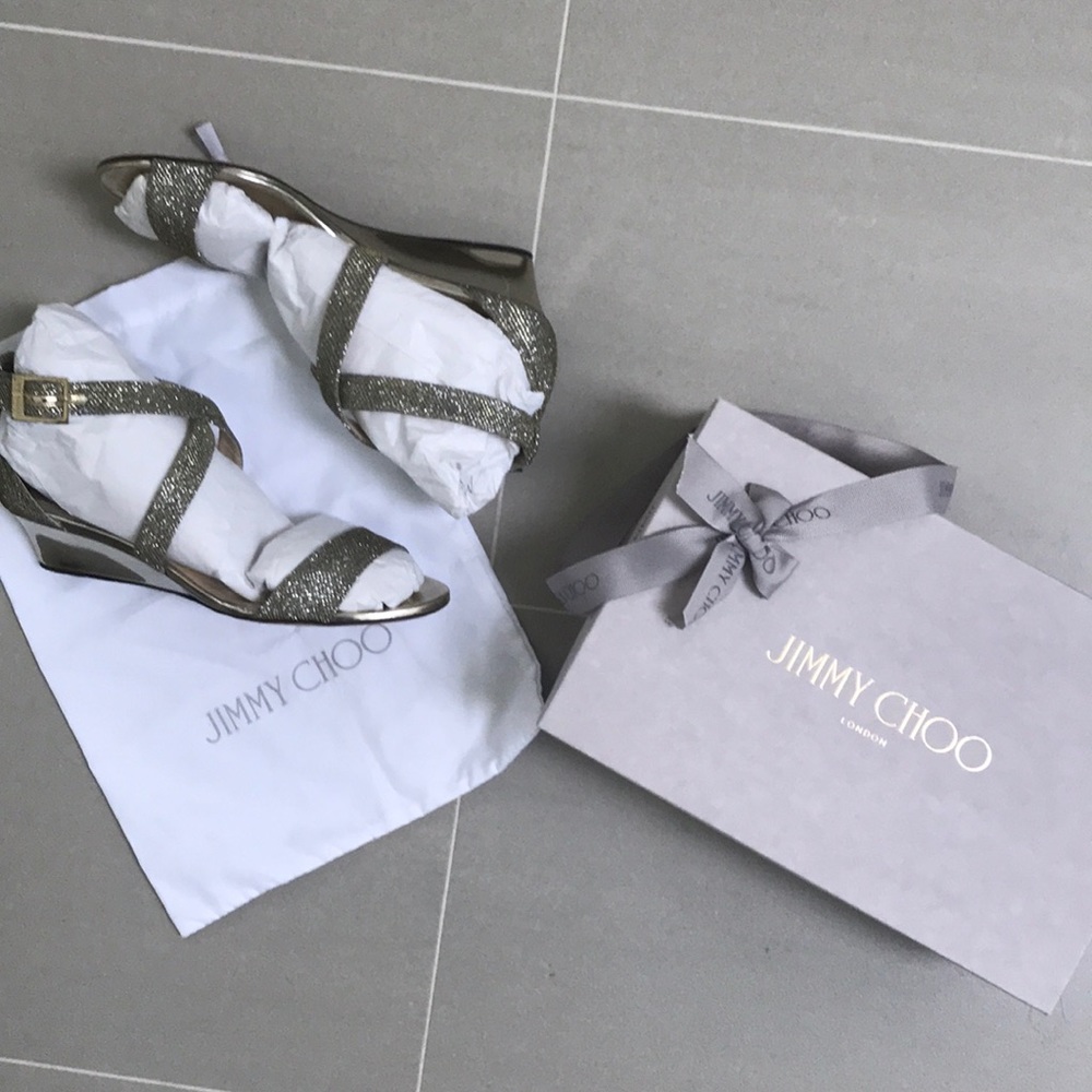Jimmy Choo Chiara Crisscross Wedge Light Bronze
